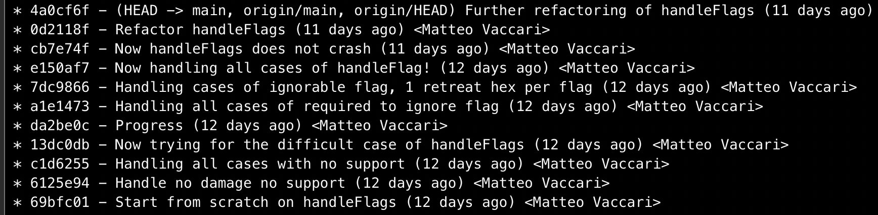 Screenshot of better looking commit messages