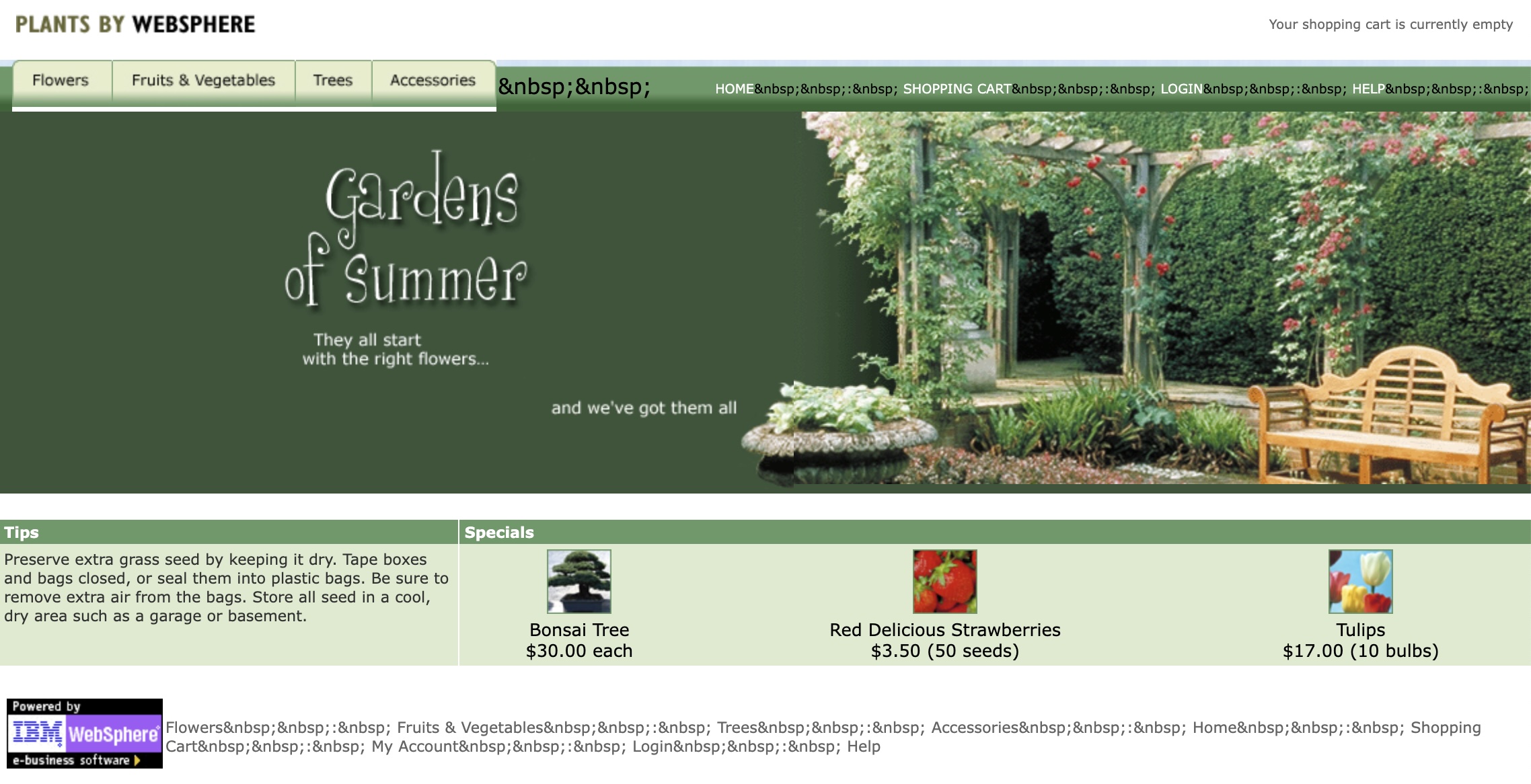 Screenshot of the ported home page